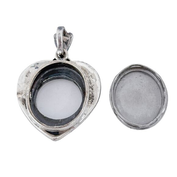Heart Frame Watch Pendant Case | Ornate | Vintage Sterling Silver 925 - Picture 7 of 8